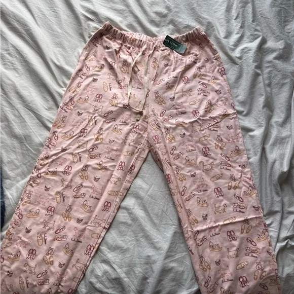 L.L. Bean Pink Pajama Pants with Dog and Slipper Print - Picture 3 of 4